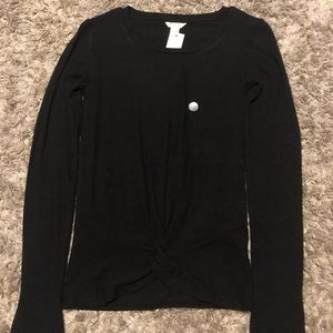 black long sleeve shirt with knot detail